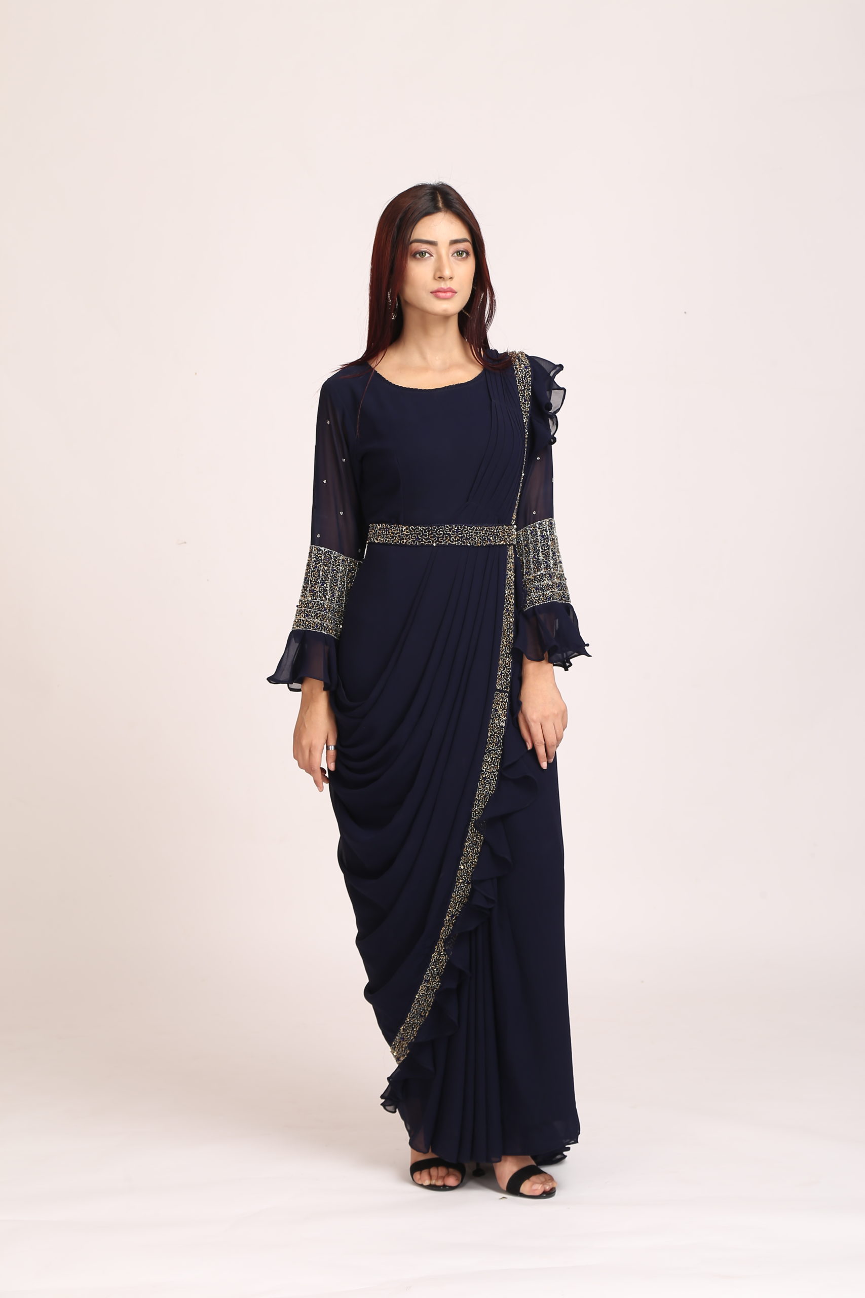Blush Embroidered Saree Gown – Studio East6